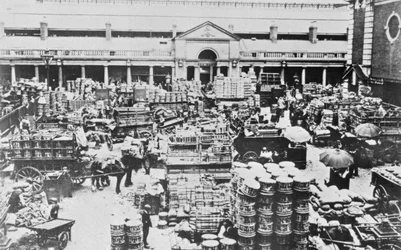 Cargando fruta en el Mercado de Covent Garden, 1900